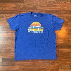Men’s XXL 2XL Make It A Blockbuster Night Graphic Print Tee T Shirt 90s Blue